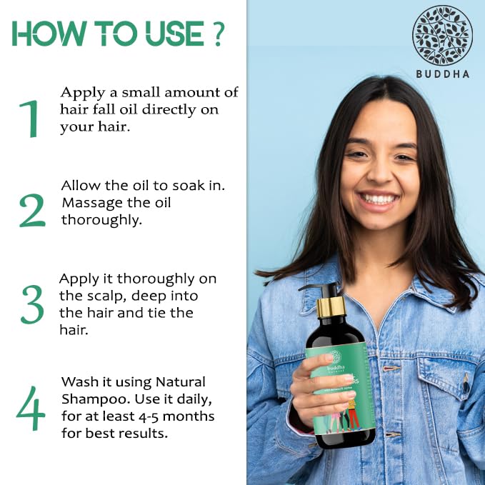 Buddha Natural Fall of Hair Oil for Teenagers (200ml) - 100% Ayush Certified - For Reduce Thinning and Fall of Hair - Natural Herbs oil 2