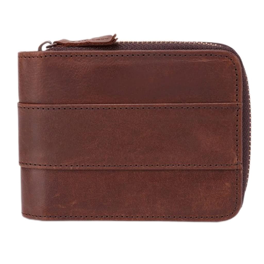 Torebka, Portfel skórzany, męski, retro, na karty, zapinany zamek(Brown)