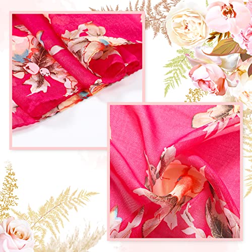 Sureio 6 Pcs Scarves for Women Lightweight Summer Floral Print Pattern Scarf for Women Dressy Long Thin Scarf Shawl(Chic Style)4