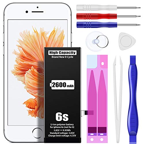 ZMNT-Batterie Compatible avec iphone 6S Remplacement Amélioré 2600mAh pour Batterie 6s Dernière Technologie Cover