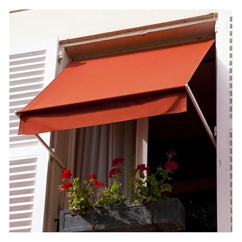 PFCDZDU Droop Arm Manual Retractable Awnings With Crank Handle, Windows Doors Sun Shade Canopy, UV Protection Shelter For Patio Balcony Outdoor(110x120x120cm)