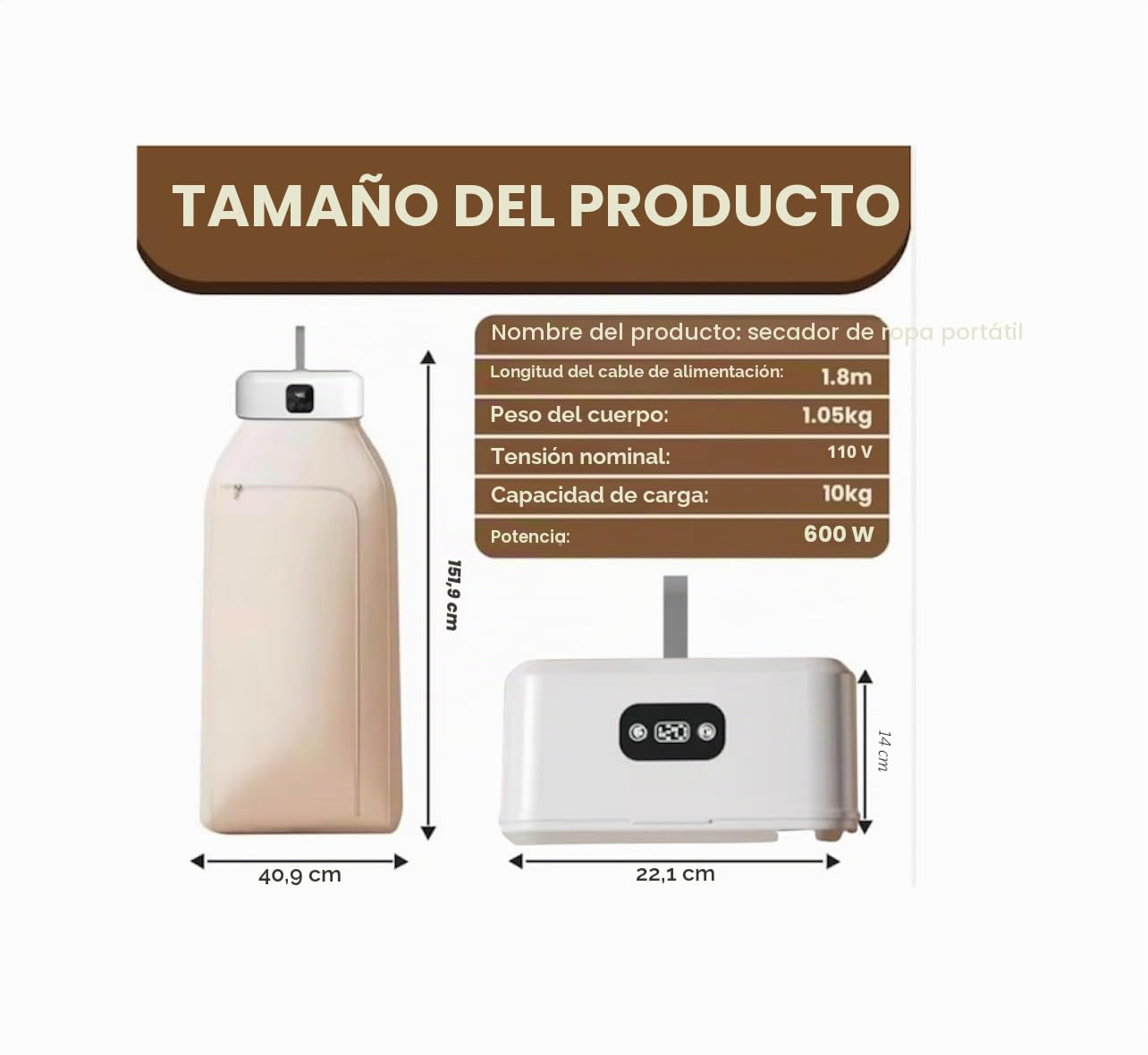 Generico Secadora portátil eléctrica compacta plegable con temporizador y protección UV, mini secadora silenciosa para apartamento, dormitorio, zapatos, ropa infantil