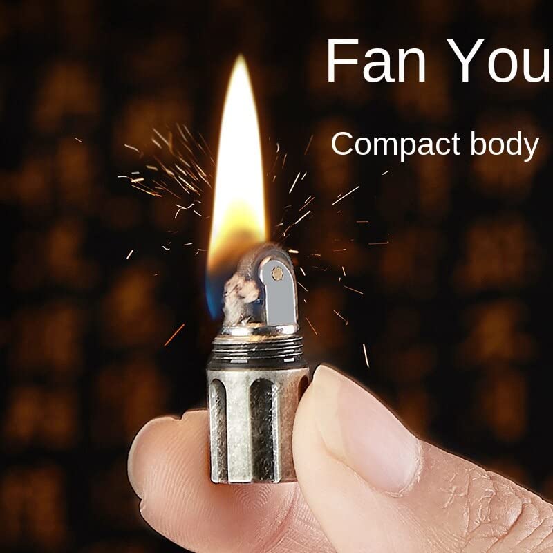 Image of Ostin Kerosene Keychain Lighters Mini Portable Pendant Lighters Rechargeable Windproof Ultra-Thin Metal Creative Key Pendant Lighter (Kerosene or Petrol Not Included) (Gold)