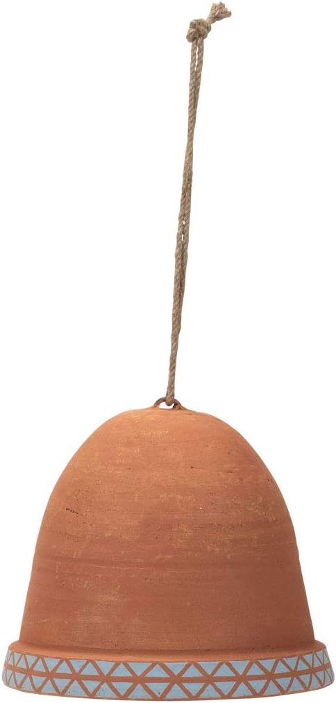 Foreside Home and Garden Decorative Terracotta Large Bell, Tan, Blue