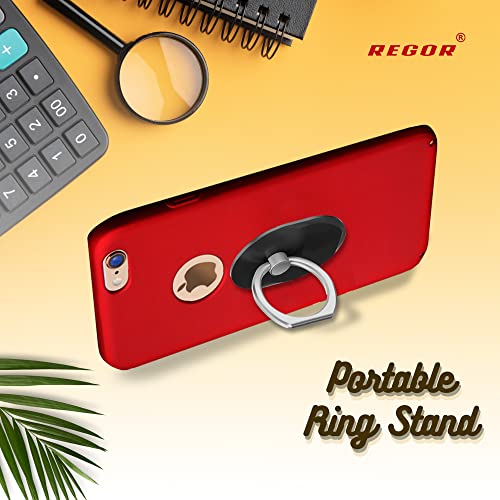 Image of Regor Finger Grip & Mobile Holder | Cell Phone Grip for Hand & Back | Selfie & Works as iPhone & Android Phone Stand for Desk - Oval Black