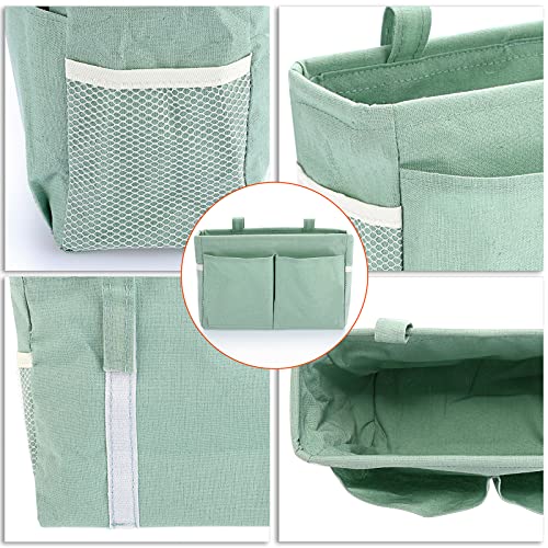 IGNPION Canvas Bettkasten Betttaschen Körbe Hängend Verstellbares Band Schlafsaal Bett Organizer Caddy Mehrzweck-Hängetasche (Grün)