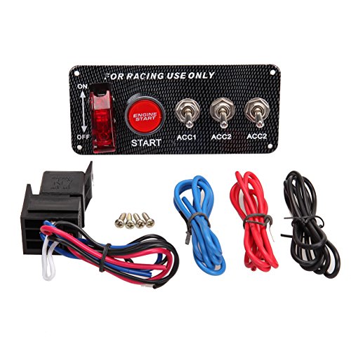 Iglobalbuy 12V Racing Car Engine Start Push Button Ignition Switch Panel 5 In 1 Led Toggle Switch #TOP2