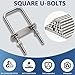 ZYUAROM 2 Pcs M10 Square U Bolts 4 Inch Wide, 3/8