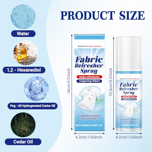 Antistatik Spray Kleidung, Reduziert effektiv statische Aufladung, Textilerfrischer für Kleidung, Textilien, Polster und Autositze, Anti Statik Spray Kleidung (100 ml)