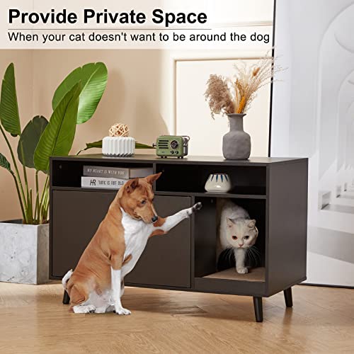 Gtquality Cat Litter Box Enclosure Cat Litter Box Furniture Hidden Cat House With 2 Storage Compartments Litter Concealer As End Table Nightstand With Scratch Pad Help Litter Collection(Black) #TOP1