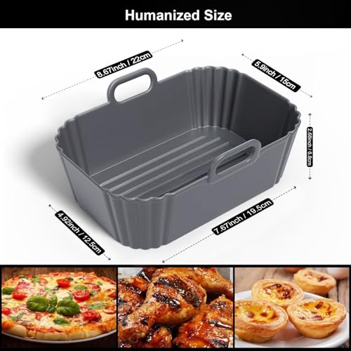 Image of Silicone Air Fryer Liners 2 Pack, Reusable Compatible for Ninja Foodi DZ201, DZ401, DZ550, COSORI, Chefman, Instant, and 6-in-1 8-10QT Baskets