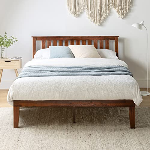 Mellow Marley 14 Inch Solid Wood Platform Bed with Paneled Headboard, Espresso, Twin