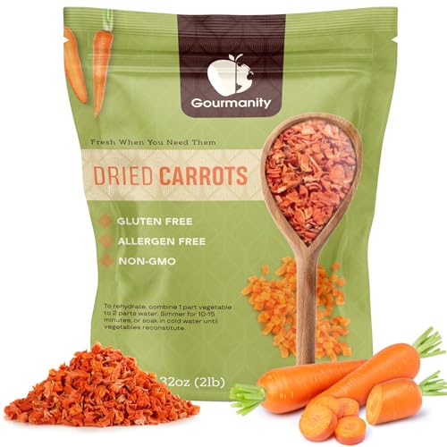 Gourmanity Dried Carrots 32oz Resealable Bag Fresh-Tasting and Easy to Use Adds Flavor Color and Texture to Soups Stews and Ramen All Natural
