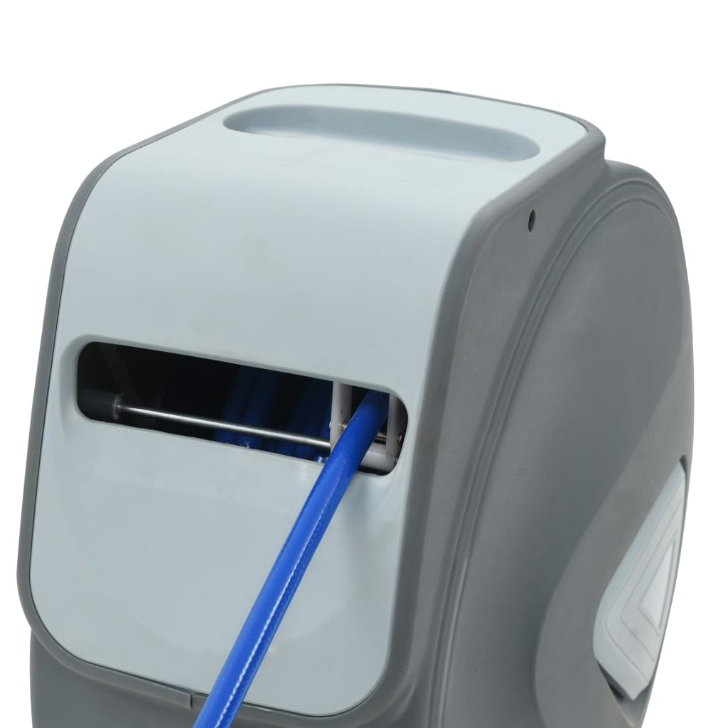 Avvolgitubo automatico ad aria compressa con tubo da 30 m e tubo di collegamento da 2 m, connettore da 1/4", montaggio a parete per officina e garage, grigio