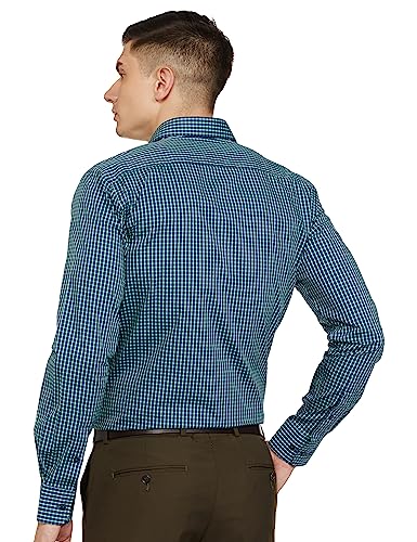 Image of Park Avenue Men's Pure Cotton Checks Pattern Slim Fit Semi Cutaway Collar Full Sleeve Formal Shirt