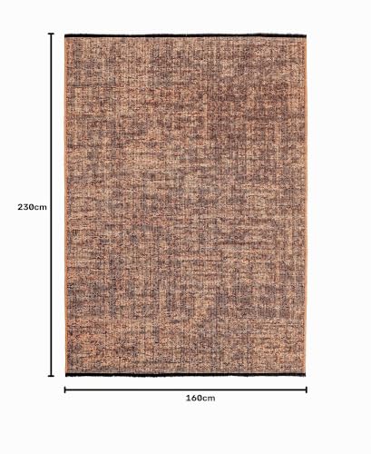 SIMPEX Tapis Coton Terracotta 160x230 cm Lavable Style Boho Vintage Kilim Poils Courts Antidérapant Doux Uni Mélangé pour Salon Chambre Bureau Cuisine – vue 2