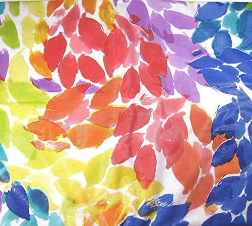 Summer Fun Abstract Floral Leaves Colorful Watercolor Splash Vinyl Tablecloth (52 X 70 Oblong / Rectangle) #TOP2