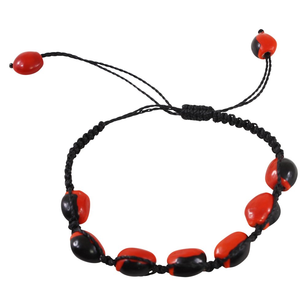 EVELYN BROOKS Adjustable Macrame Ethnic Unisex Good Luck Bracelet w/Meaningful Good Luck Huayruro Seed Beads - Great gifts for HIM &amp; for HER