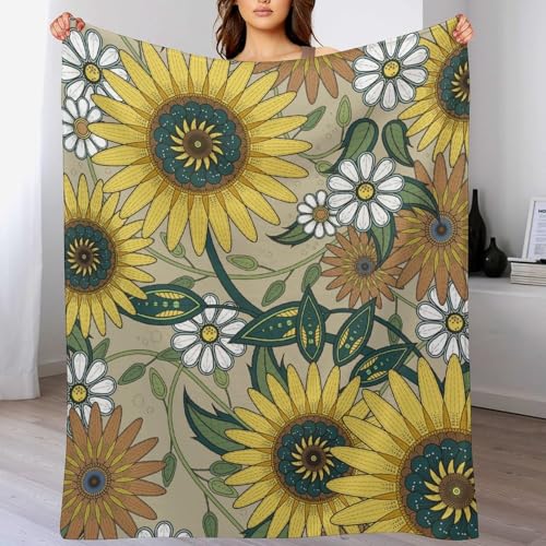 Couverture flanelle 150x200cm fleur jaune haute densité - 6