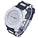 Techno Pave Men Hip Hop Iced Out Bling Diamond Rapper's Silicone Watch 7840 GD - Silver Finish