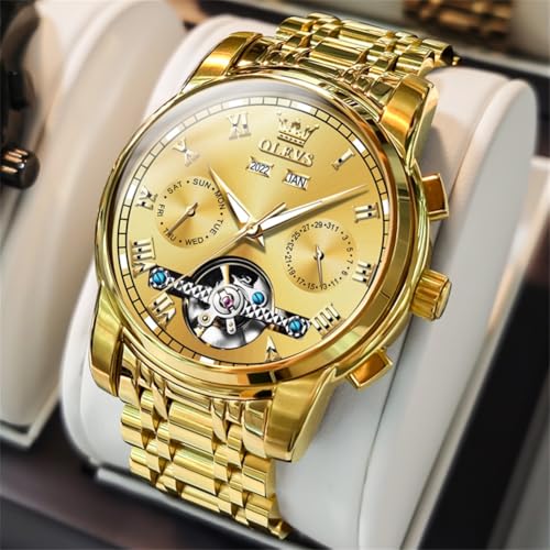 Image of OLEVS Automatic Watch for Men Self Winding Mechanical Luxury Business Stainless Steel Multi Calendar Waterproof Luminous Wrist Watches