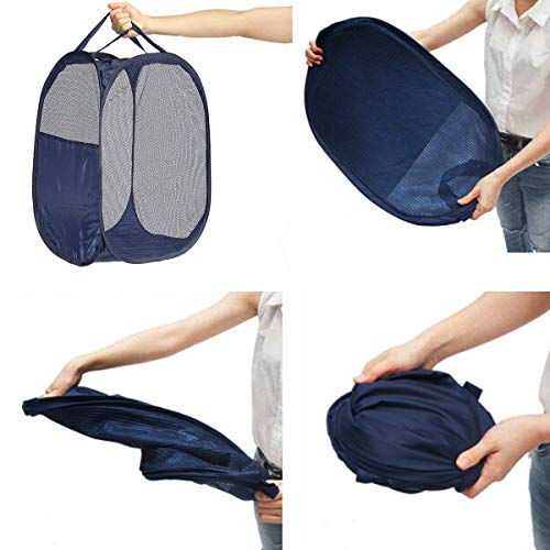 Image of 2 pop-up Laundry Hamper, Foldable mesh Laundry Baskets (Each with 2 Reinforced Handles), Black 