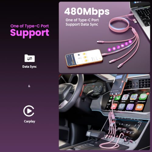 Image of 4 in 2 Multi Charging Cable, USBA /C Charging Cords for Multiple Devices