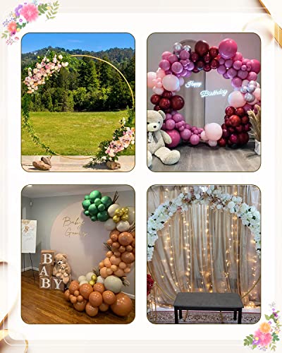 8Ft Balloon Arch Stand,Circle Balloon Arch Frame,Golden Round Metal Wedding Arch,Metal Round Balloon Arch Kit Decoration,Balloon Stand For Birthday Party Decoration, Wedding Decoration, #TOP6