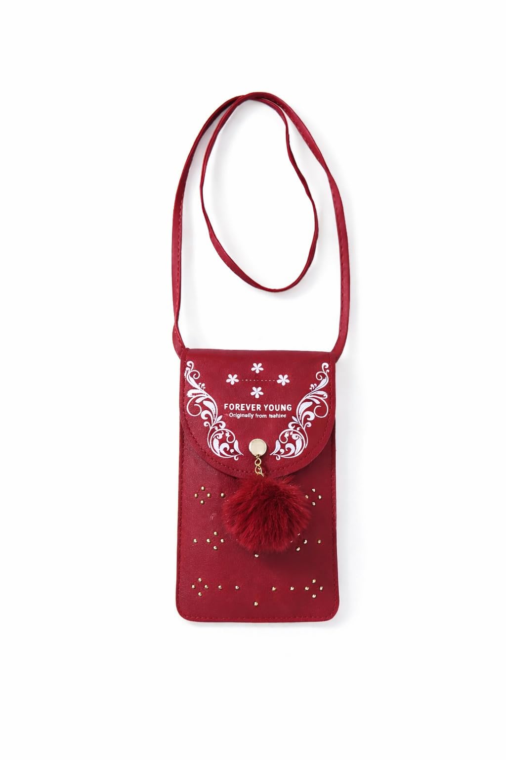 forevercarry Women’s Mini Sling Crossbody Mobile Pouch with Pom Pom Charm | Stylish Phone Purse for Daily Use & Travel-picture-20