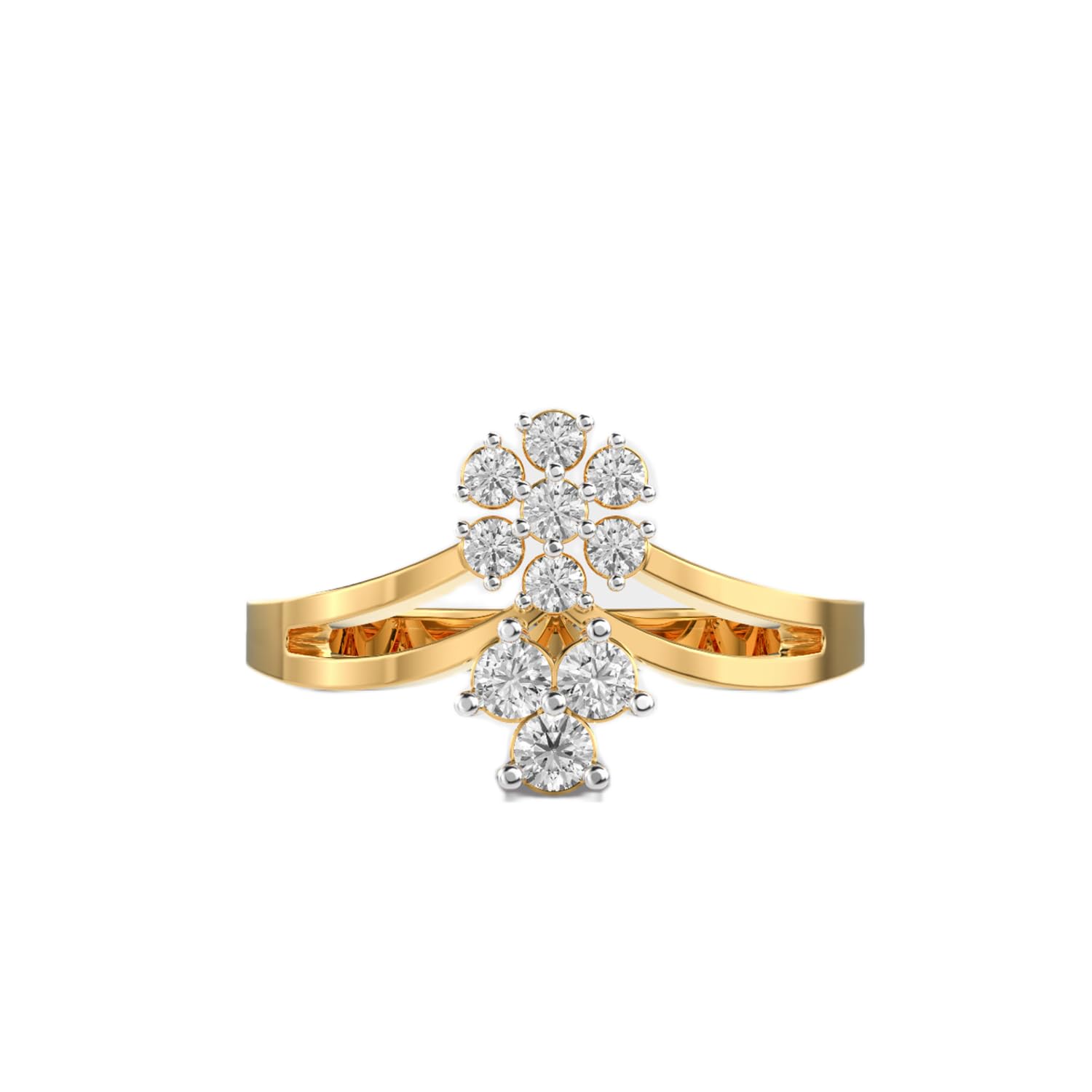 Anello in argento sterling 925 con fantasia floreale | placcato oro | con moissanite, anello di lusso fatto a mano di forma rotonda per donna | LKJR_0067