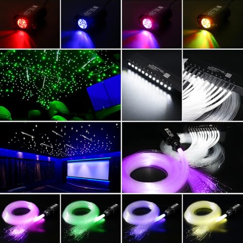 Image of AKEPO 6W Extremely Mini Twinkle Fiber Optic Starlights Headliner Lights Kit | 550pcs 13.1ft /4m End Glow Fibers Pure White Shooting Star Music Activated APP&Remote Control Star Light Kit for Car /Home
