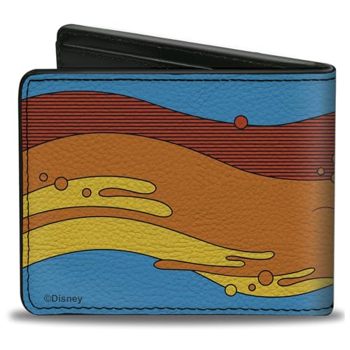 Buckle-Down Men's Disney Wallet, Bifold, Mouse and Pluto Action Wave Pose Multi Color, Vegan Leather, Mickey and Friends, 4.0" x 3.5"2