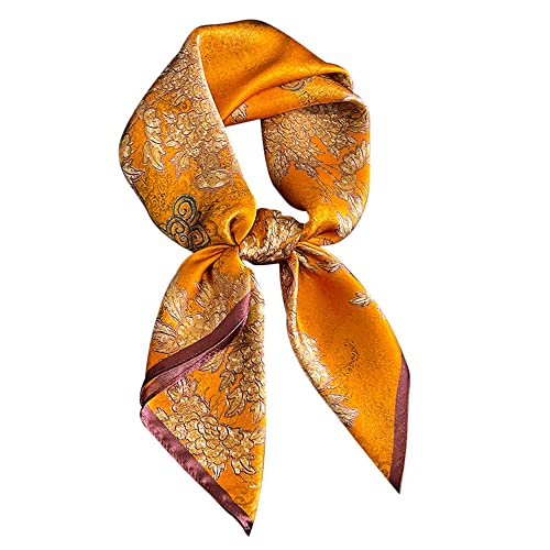 Écharpe carrée en soie anti-irritation MEISEE | Foulard pur soie protecteur orange 68,6 cm