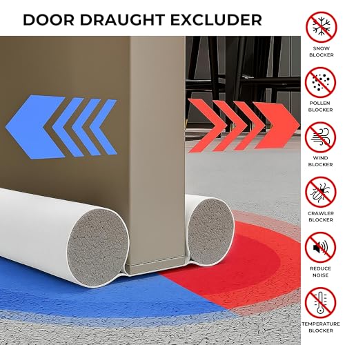 Miniatura 2 de Burlete Aislante Para Puerta. Budin De Piel Sintética Ajustable Para Puertas Y Ventanas Entre 32 Y 94 Cm. Aislamiento Acústico Doble Aislamiento, Reduce Frío Calor, Viento, Luz, Polvo, Insectos.