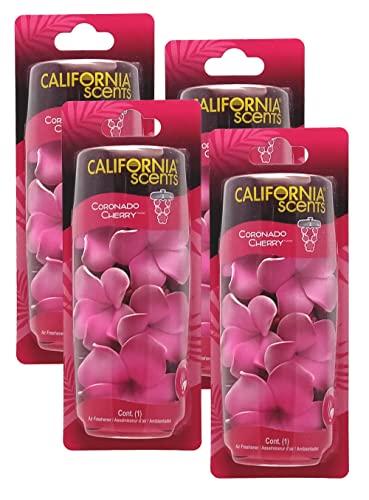 Image of California Scents Scented Necklace, The Perfect Lei for Your Car - Hanging Flower Air Freshener (4 Packs, Coronado Cherry)
