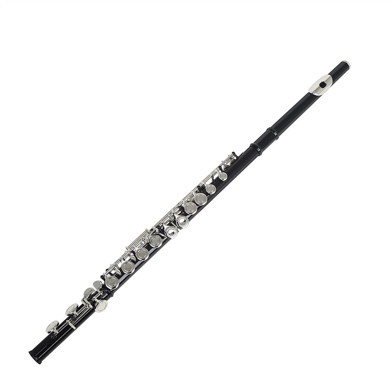 ZUZU Clave De Plata Cupronickel Flauta 16 Agujeros Agujero Cerrado C Tono Flauta Negra Instrumento De Viento De Madera con Estuche Cuero Paño De Limpieza Kit Flauta