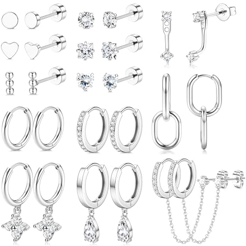 MILACOLATO 13�y�A �V���o�[�C�������O�Z�b�g �����p - 14K�S�[���h���b�L��X�^�b�h�n�M�[�t�[�v�C�������O�X�^�b�N �����̃s�A�X�p ��h���� �T�[�W�J���X�e�����X�X�`�[�� �t���b�g�o�b�N�C�������O �q���Ȏ��p, 0.8 millimete