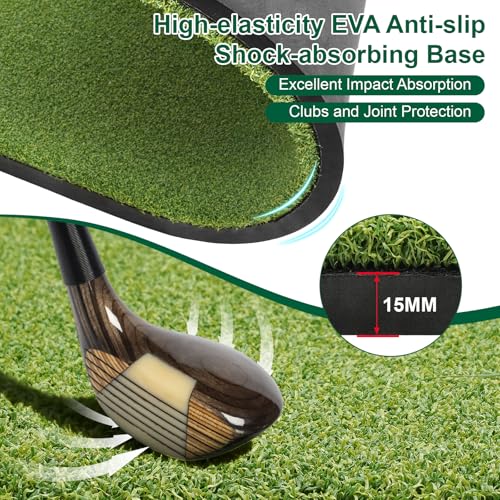32/31mm High-density Turf Golf Mat, 5 * 3FT/5 * 4FT Golf Practice Mat with Rubber Tees, Golf Hitting Mat for Outdoor & Indoor, for Men Dad/Husband/Golfers - Image 4