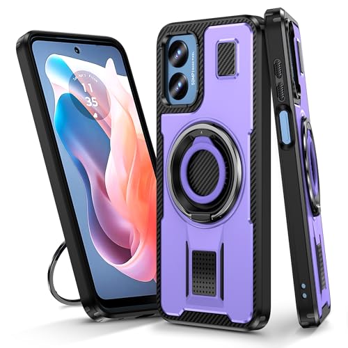 Coque Moto G Play 2024 Antichoc avec Anneau de Support Noir en Silicone TPU et PC