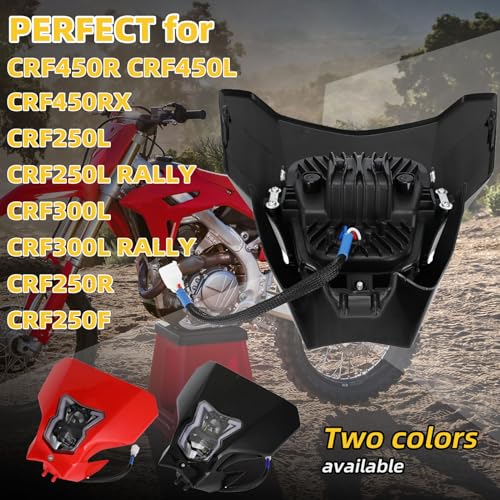 Image of Dirt Bike Headlight,Motorcycle Head Light Universal for CRF450R CRF450L CRF450RX CRF250L CRF250L RALLY CRF300L CRF300L RALLY CRF250R CRF250F Black