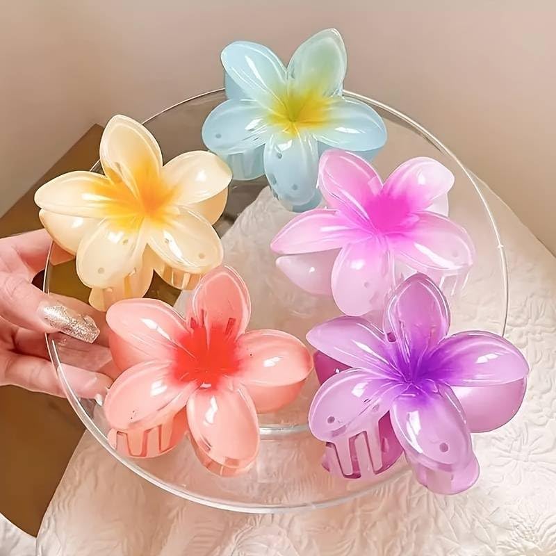 Image of Cerrito 9 Pcs Colorful Flower Hair Claw Clips for Women & Girls, Gradient Lily Design in Multiple Sizes, Strong Hold, Cute & Stylish Hair Accessories for Daily Use, Travel & Gifting, Multicolor