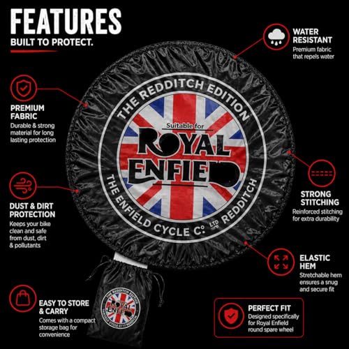 Image of Petrol Tank Cover for Bullet, Classic 350 /500, Electra and Standard, Black, Stretchable Fabric, Since 1901 Logo