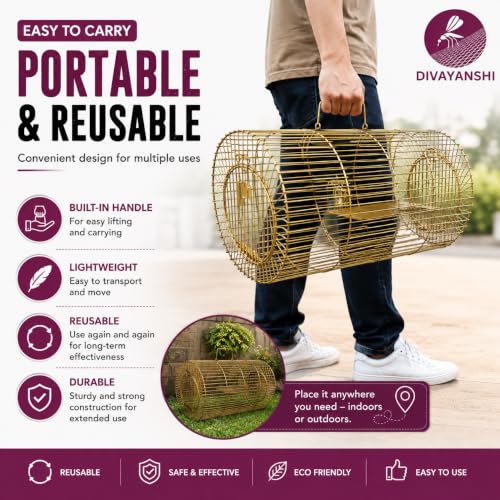 Image of Divayanshi Heavy Duty Rat & Mouse Trap Cage | Strong Iron Wire Pinjara for Catching Small & Large Rats | Safe Reusable Chuha Trap for Home, Warehouse, Food Units & Hotels
