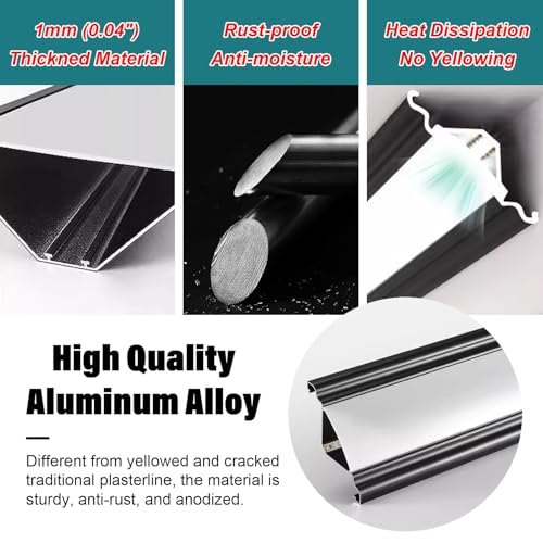 Moulure décorative de plafond avec kit de moulure murale et rail LED - 5