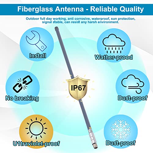 YILIANDUO 868MHz LoRa Antenna 5.8dBi Outdoor Fiberglass Aerial Weatherproof N-type Male FRP Antenna with N type Extension Cable 5M for HNT Helium Hotspot Miner LoraWan Gateway Bobcat Devices - Image 3