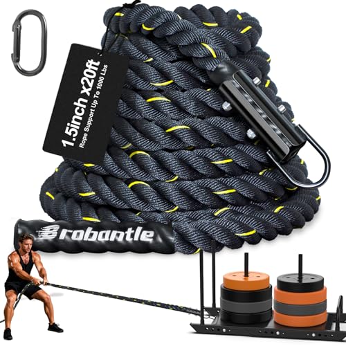 Brobantle 重量そり引きロープ 20フィート トレーニング用トレーニング用筋力ロープ トレーニングスレッド用 タイヤ牽引トレーニング フィットネス抵抗 フットボールエクササイズ器具 男女兼用