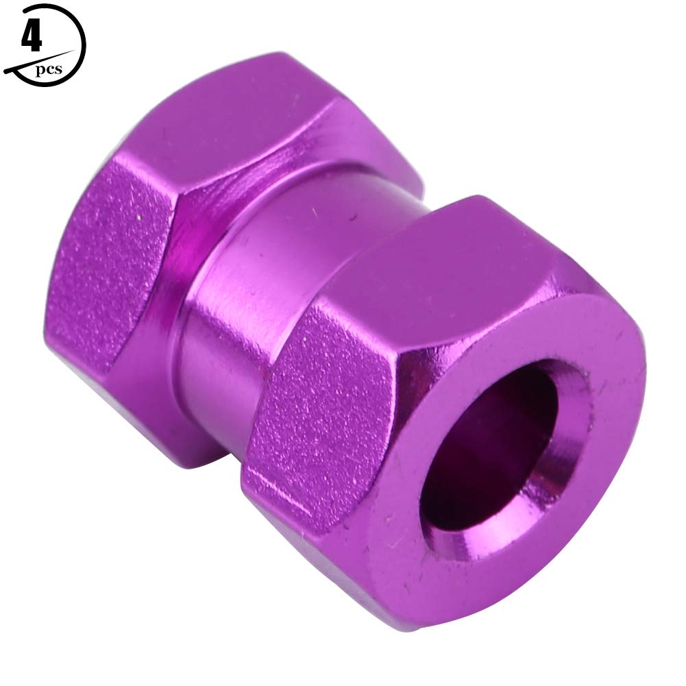 RC Car 12mm Hex Adapter, 4 szt.Metalowe adaptery piast kół do D90 AX10 CC01 SCX10 Remote Control Crawler (15mm fioletowy)