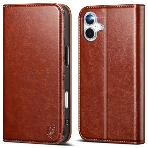 Scutumate Compatible with iPhone 17 Case Wallet with Card Holder [4 Card Slots] Kickstand [RFID Blocking] PU Leather Phone Case Flip Folio Protective Cover TPU Shockproof,for Apple 17 6.3',Brown