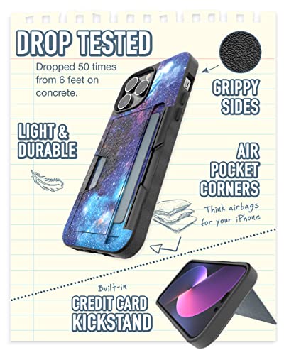 Image of Smartish iPhone 14 Pro Max Wallet Case - Wallet Slayer Vol. 2 [Slim /Protective] Credit Card Holder w /Kickstand Drop Tested Hidden Card Slot Compatible w /Apple iPhone 14 Pro Max - Spaced Out