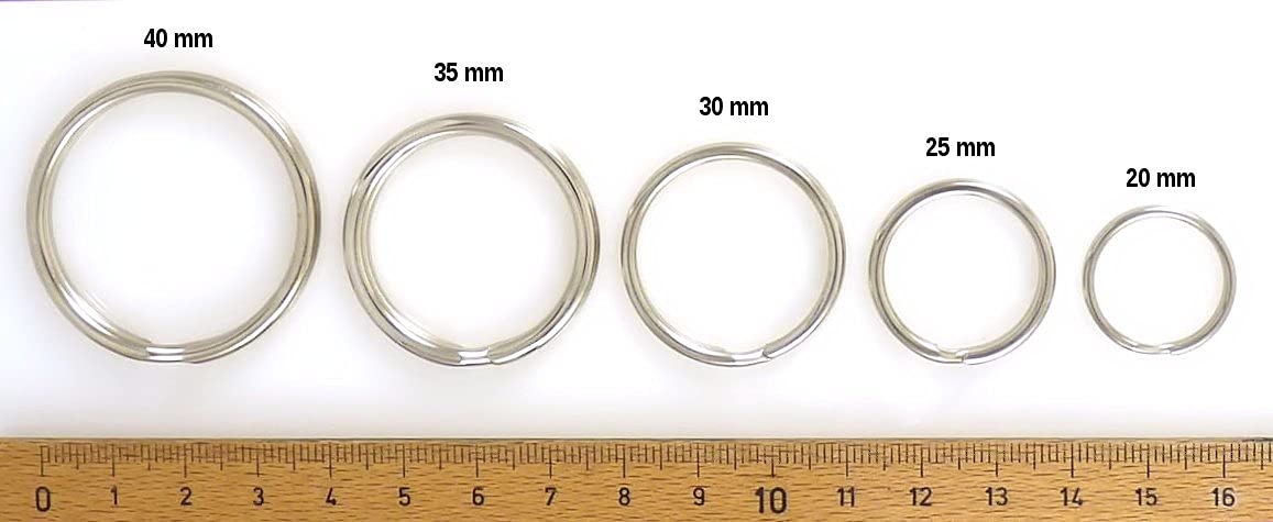 100 stuks sleutelringen van vernikkeld staal, diameter 25 mm
